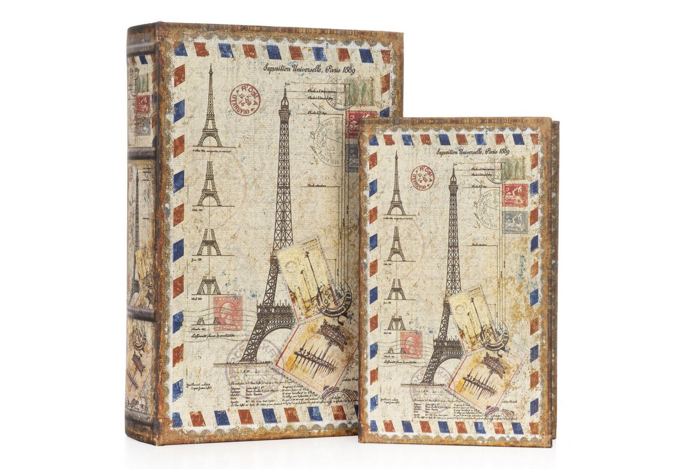 2 delige Boekenkluis decoratieboek opbergdoos 27 cm / 21 cm  Parijs | BKC-122-M | Home Sweet Home
