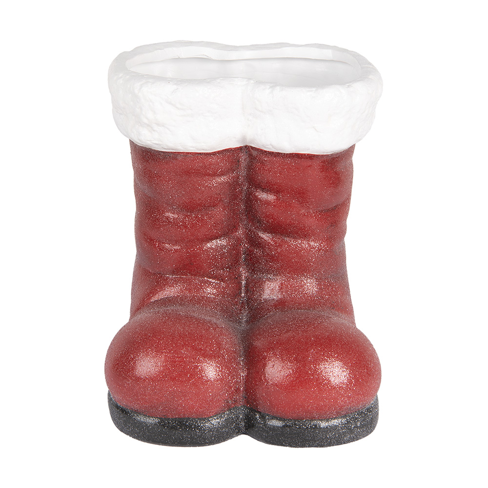 Clayre & Eef | Decoratie Laarzen Kerstman Rood Wit 22x22x23 cm | 6PR5525