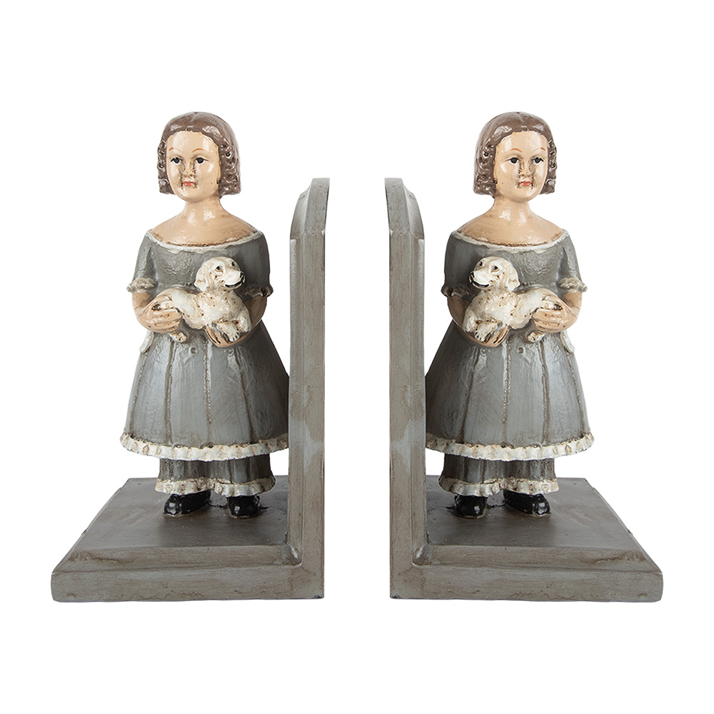 Clayre & Eef | Boekensteunen set van 2 Grijs 23x11x20 cm | 6PR5552