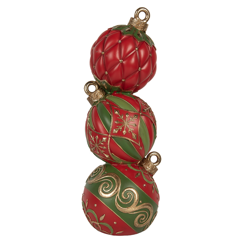 Clayre & Eef | Decoratie Kerstbal LED Rood Groen 14x14x40 cm / 3xAAA | 6PR5617