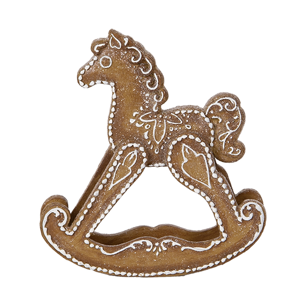 Clayre & Eef | Decoratie Hobbelpaard Bruin Wit 14x4x15 cm | 6PR5621
