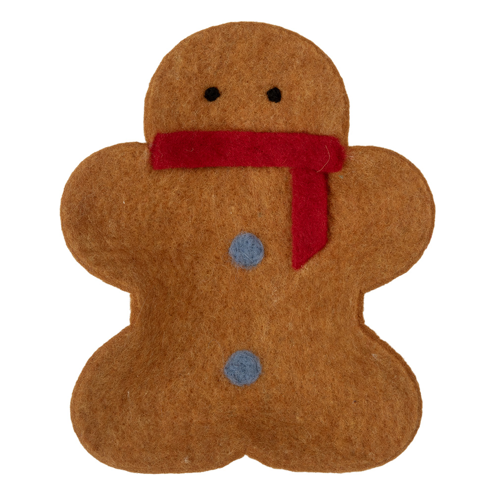 Clayre & Eef | Vilten Schaal Peperkoekpop Bruin Rood 19x16x4 cm | 66290
