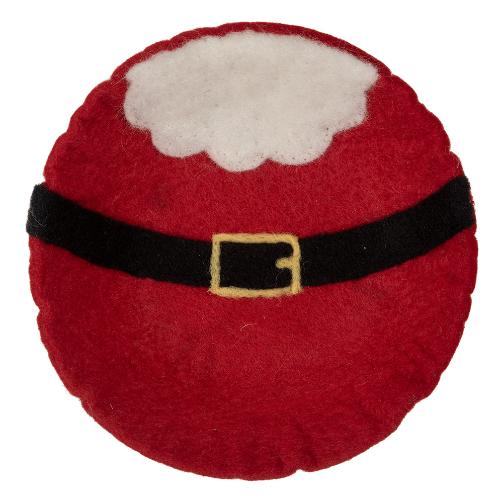 Clayre & Eef | Vilten Schaal Kerstman Rood Wit ø 18x4 cm | 66291