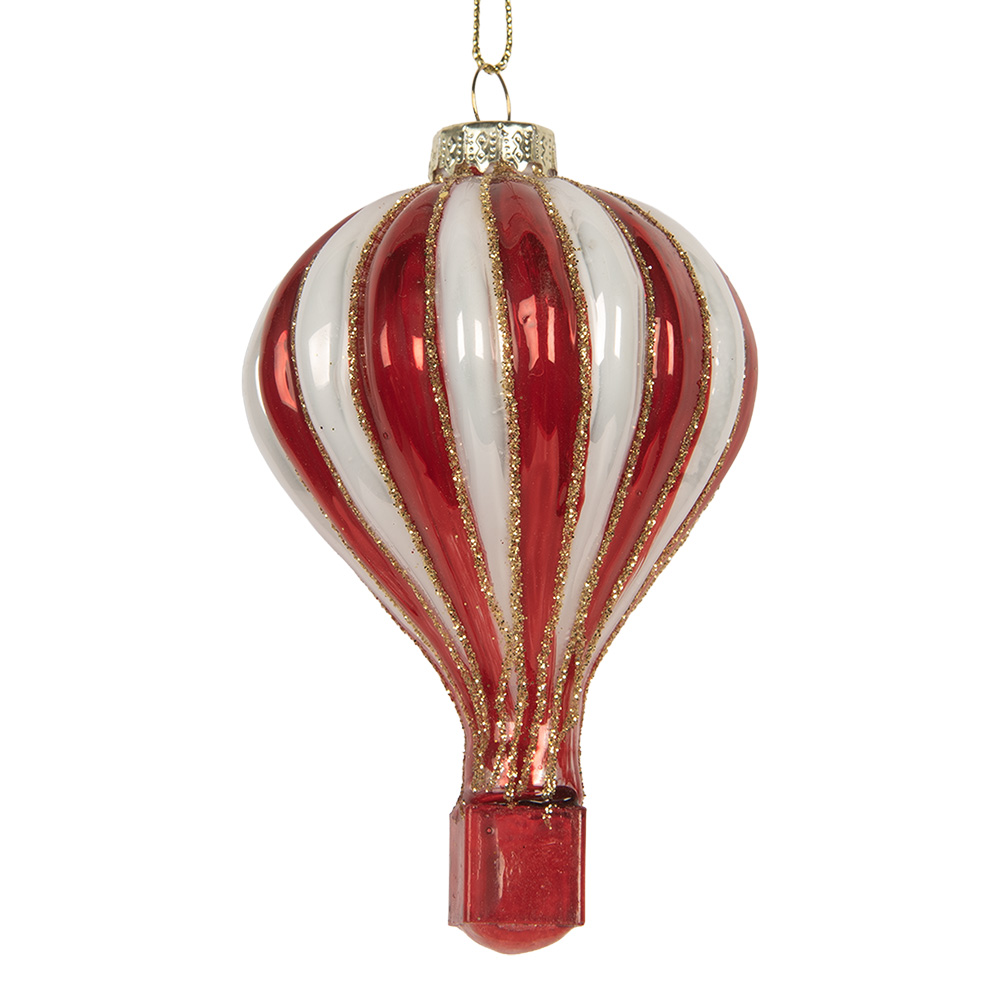 Clayre & Eef | Kersthanger Rood Wit ø 6x9 cm | 6GL5258