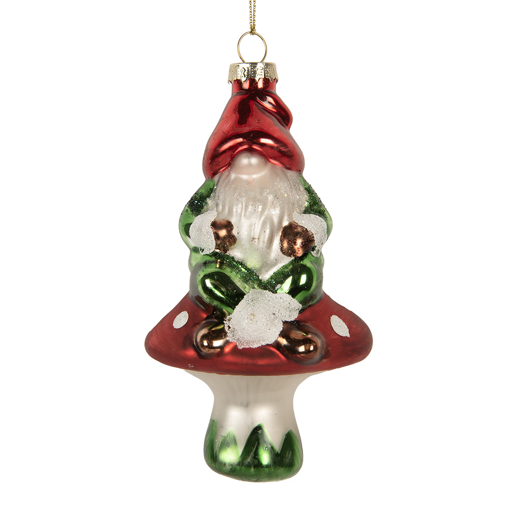 Clayre & Eef | Kersthanger Rood Groen 7x6x13 cm | 6GL5263