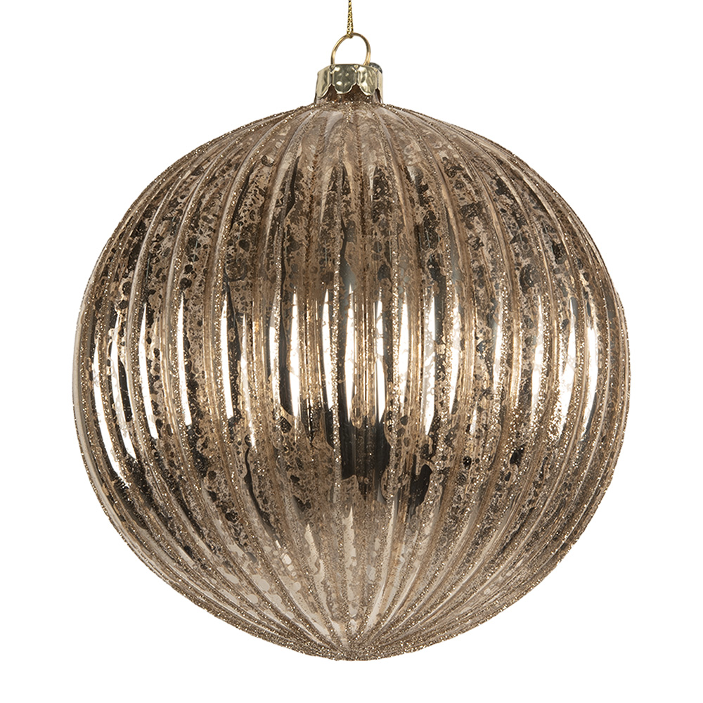 Clayre & Eef | Kerstbal Transparant Zilverkleurig ø 15x15 cm | 6GL5275