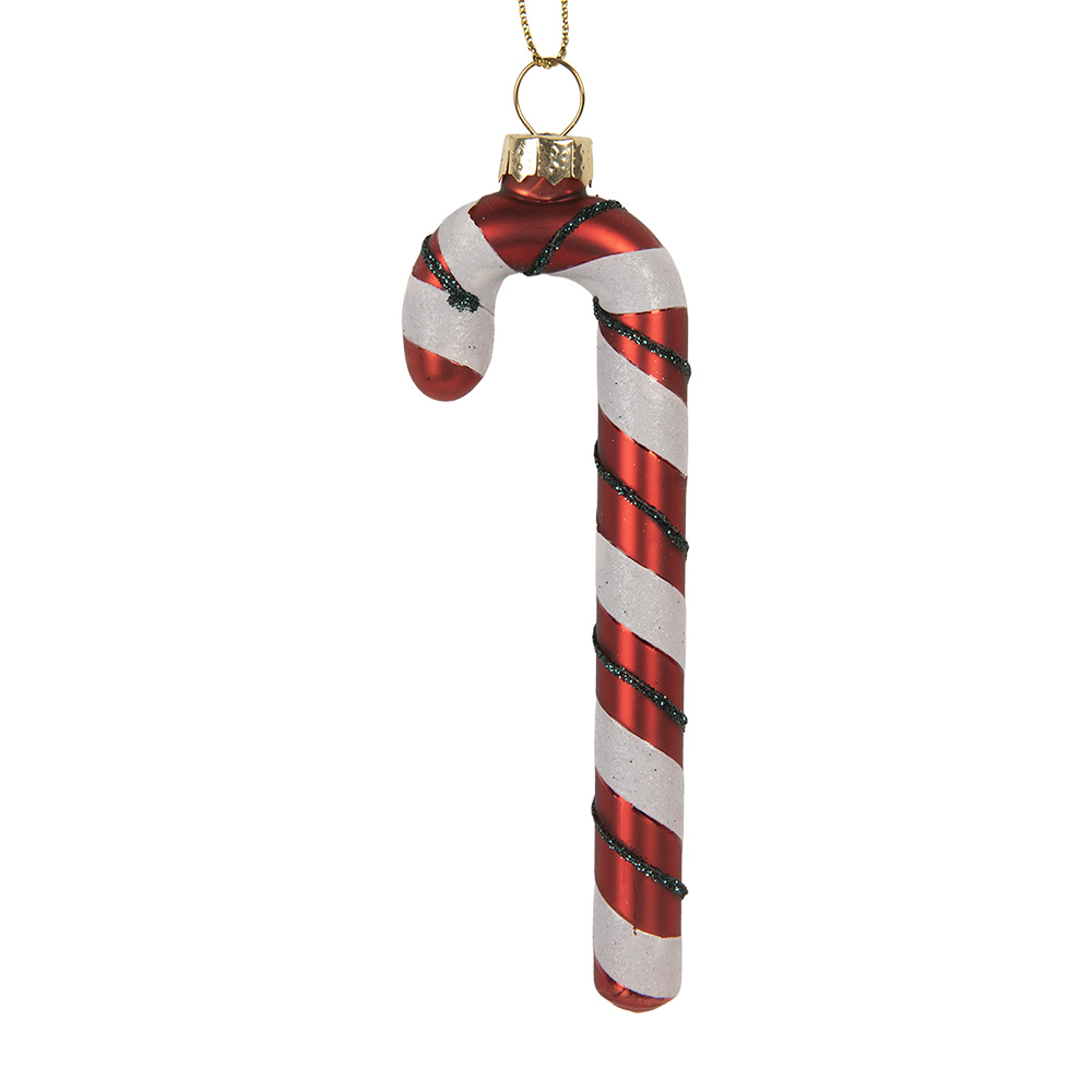 Clayre & Eef | Kersthanger Rood Wit 4x1x12 cm | 6GL5281