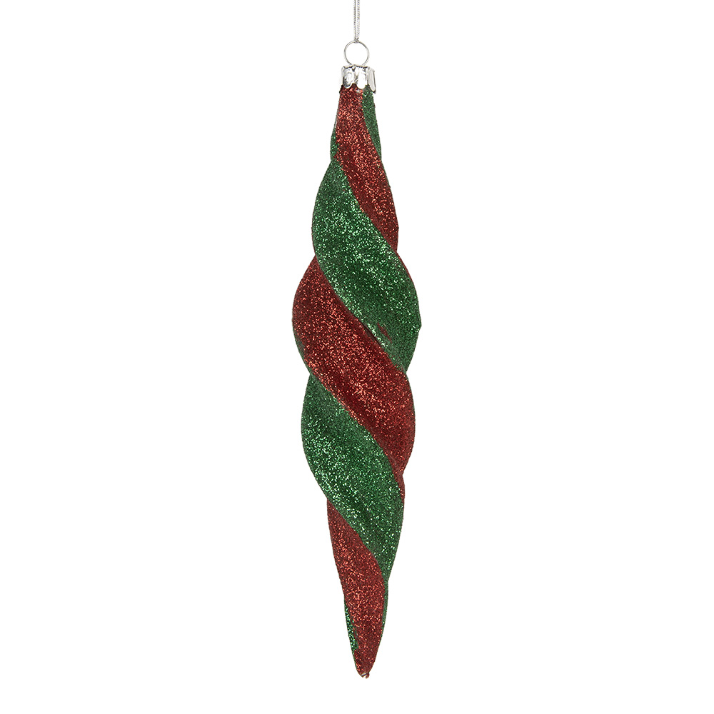 Clayre & Eef | Kerstbal Rood Groen ø 5x22 cm | 6GL5286