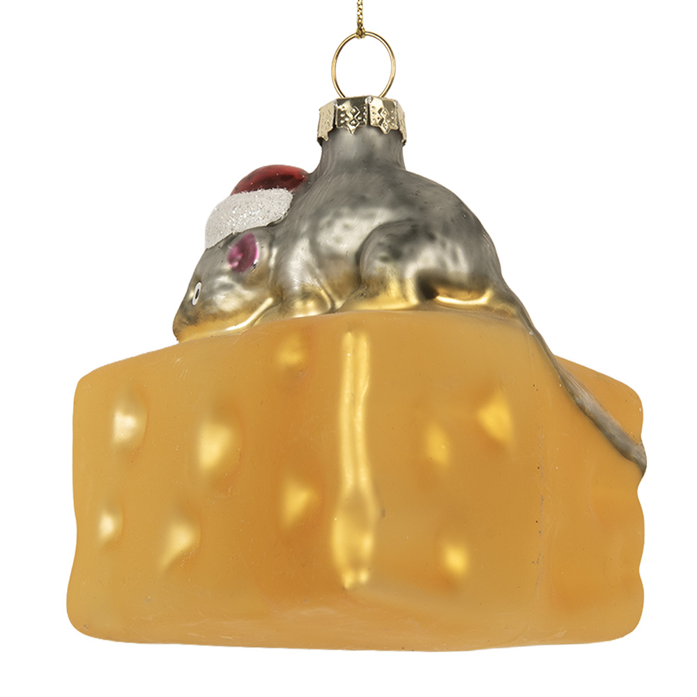 Clayre & Eef | Kersthanger Geel Grijs 8x8x8 cm | 6GL5305