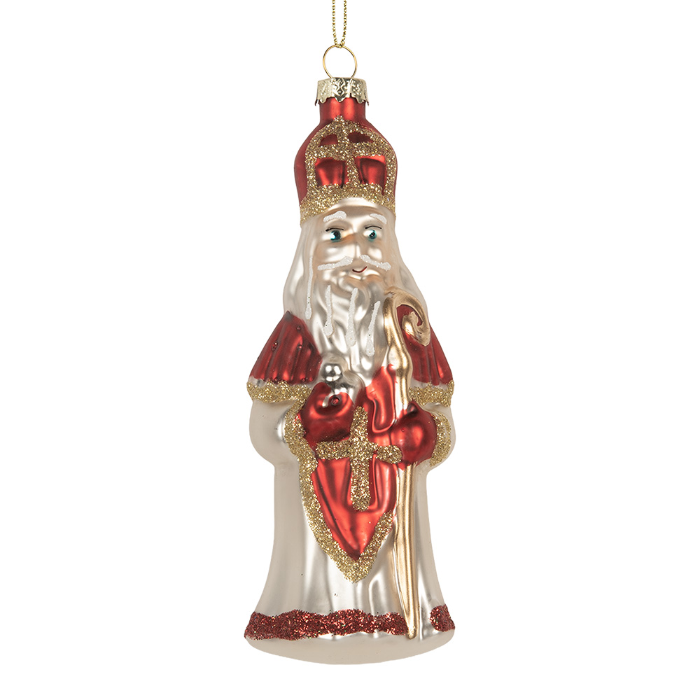 Clayre & Eef | Kersthanger Rood Wit 5x5x15 cm | 6GL5324
