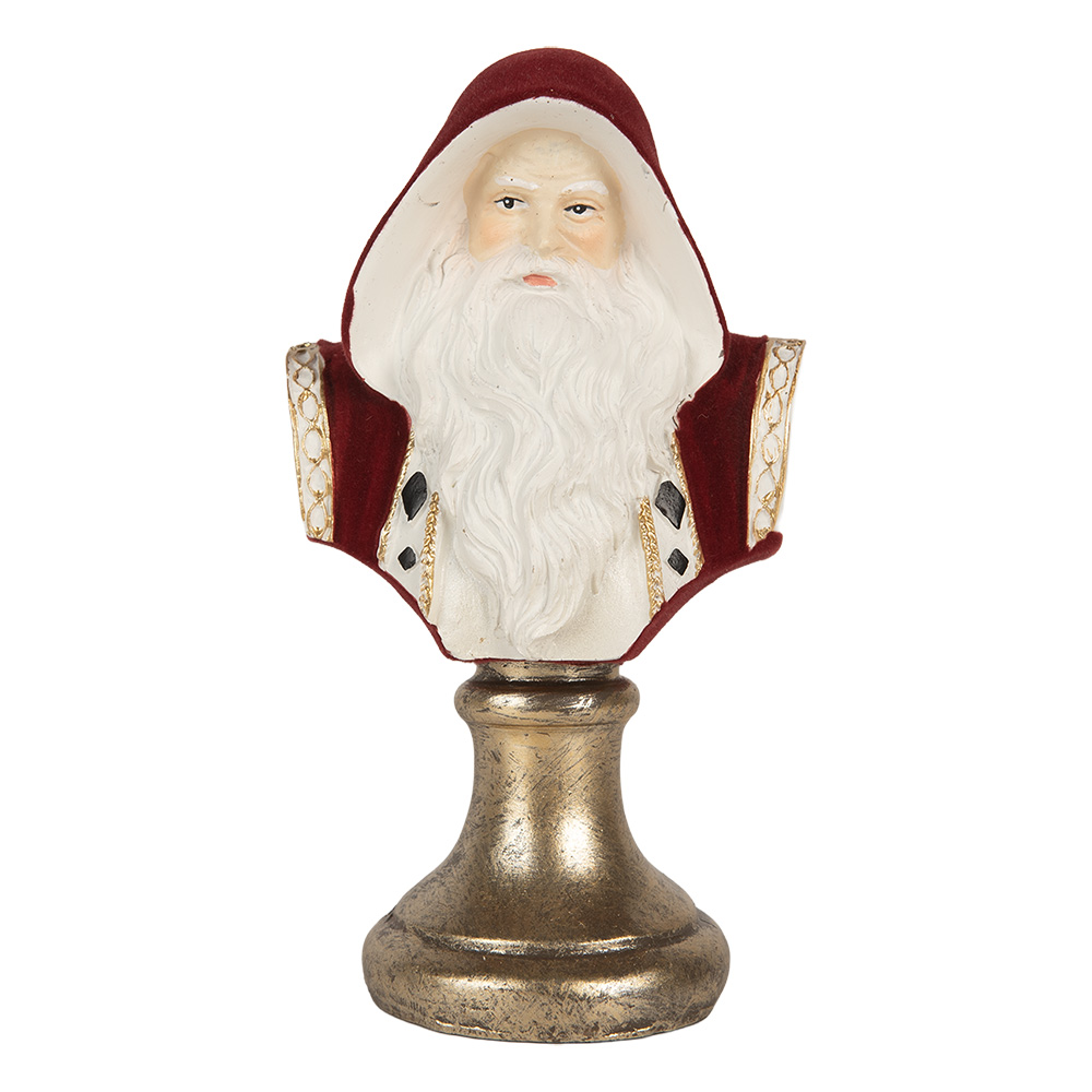 Clayre & Eef | Kerstdecoratie Kerstman Rood Wit 9x7x15 cm | 6PR5537