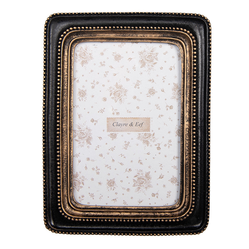 Clayre & Eef | Fotolijst Zwart Goudkleurig 15x2x20 cm / 10x15 cm | 2F1284