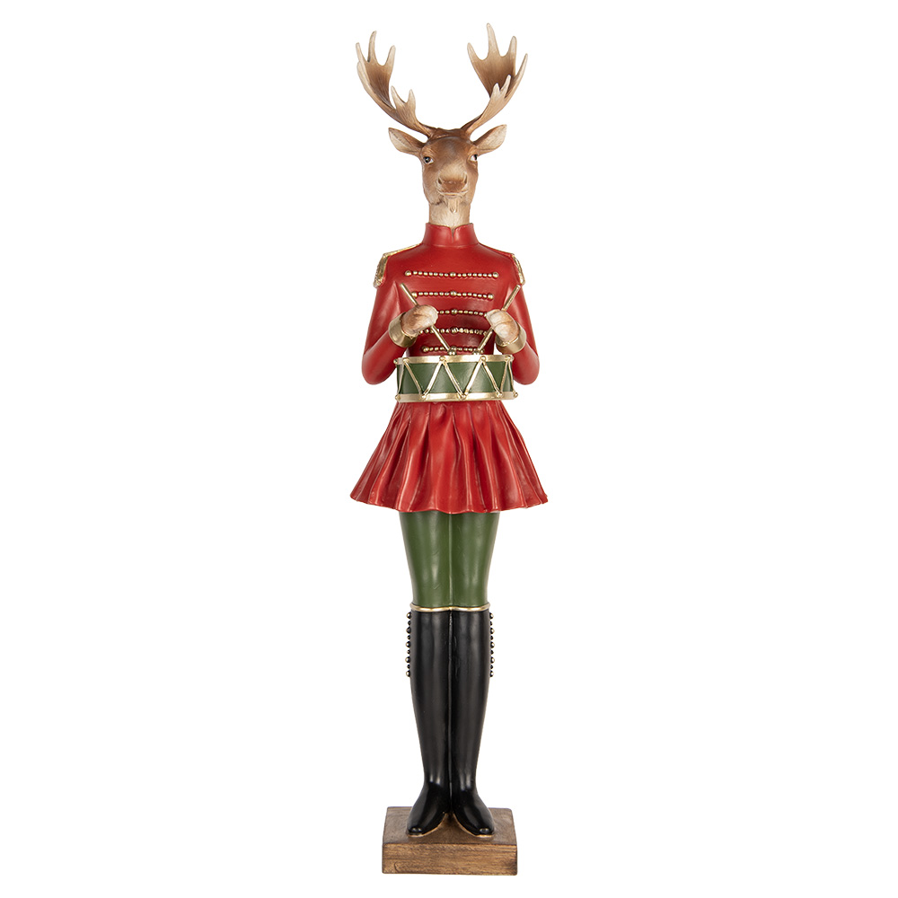 Clayre & Eef | Decoratie Rendier Bruin Rood 23x19x77 cm | 5PR0189