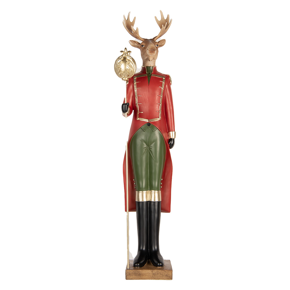 Clayre & Eef | Decoratie Rendier Bruin Rood 17x18x81 cm | 5PR0190