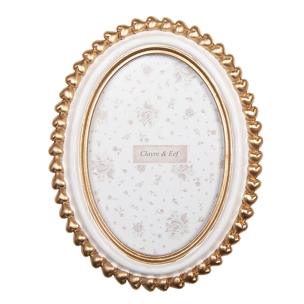 Clayre & Eef | Fotolijst Goudkleurig Wit 15x2x20 cm / 10x15 cm | 2F1288