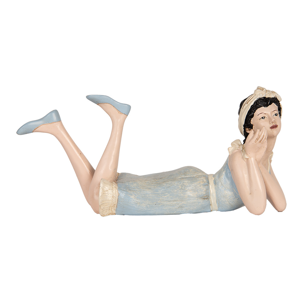 Clayre & Eef | Decoratie Vrouw Beige Blauw 26x12x9 cm | 6PR5559