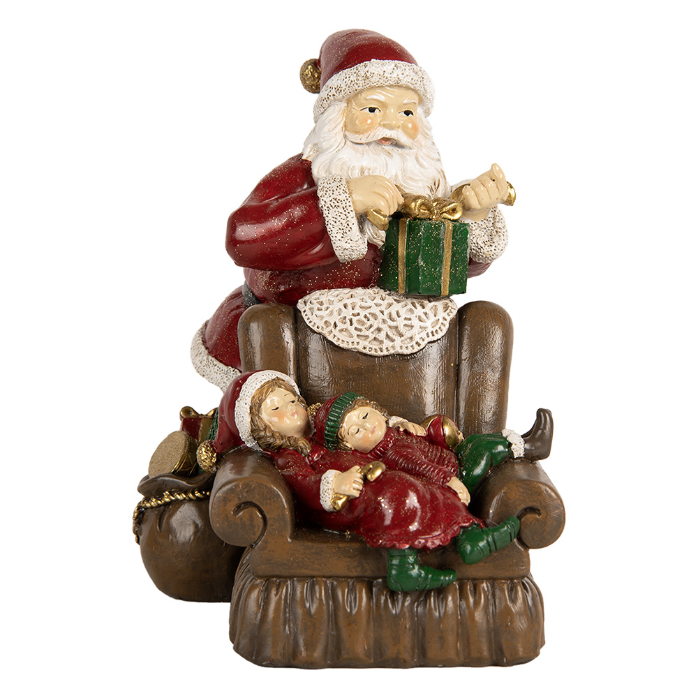 Clayre & Eef | Kerstdecoratie Kerstman Rood Bruin 17x13x18 cm | 6PR5668