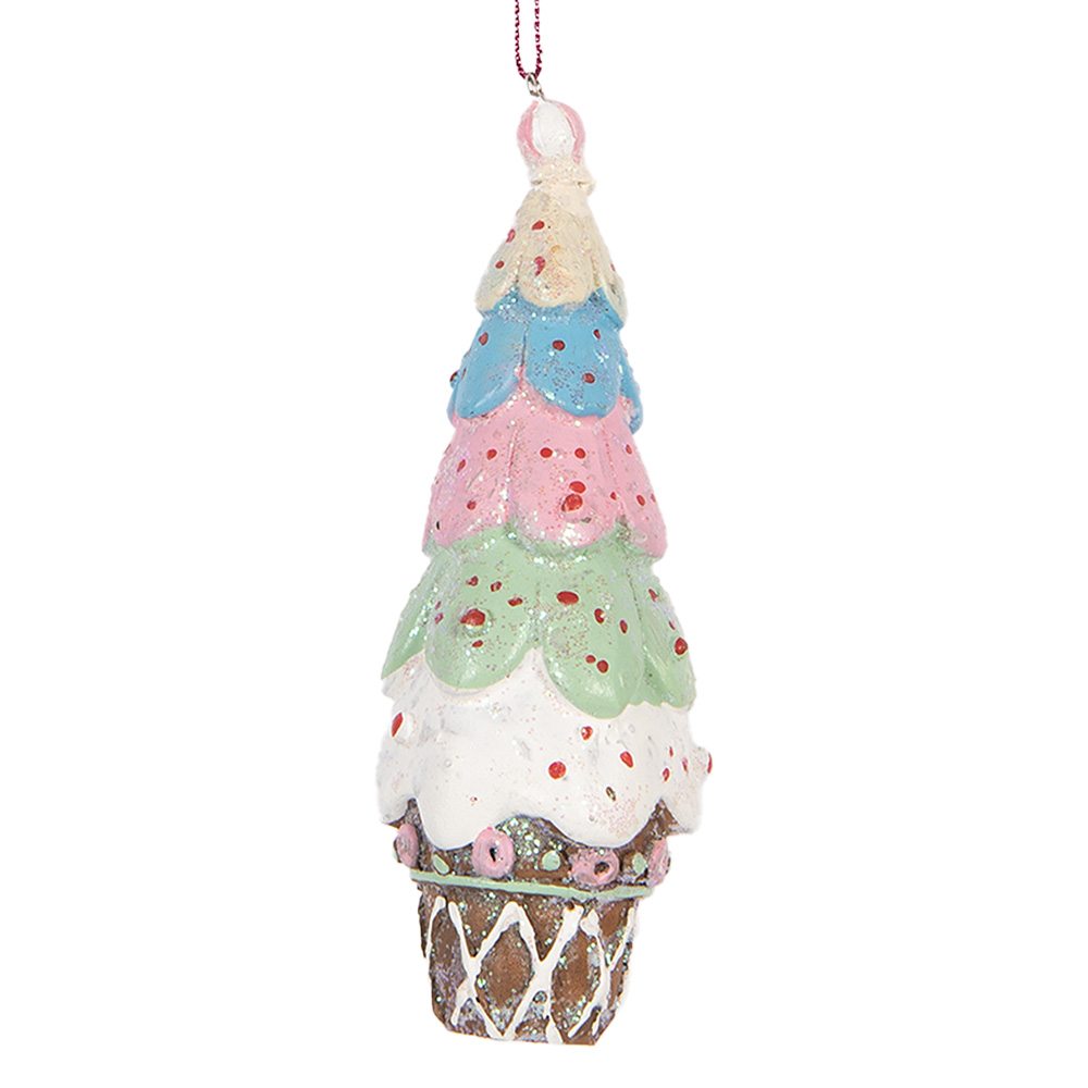 Clayre & Eef | Decoratie hanger taartje Bruin Wit ø 5x13 cm | 6PR5300