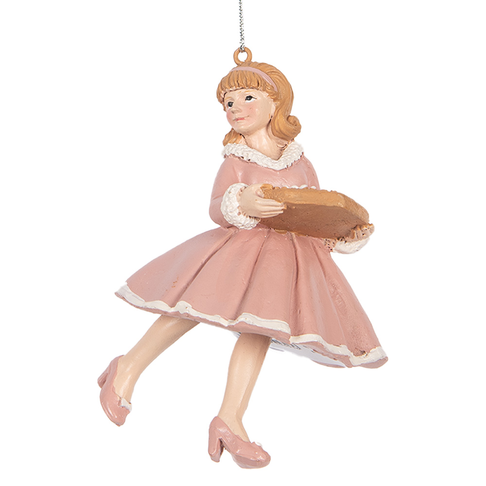 Clayre & Eef | Decoratie hanger Ballerina Roze Beige 7x7x11 cm | 6PR5303