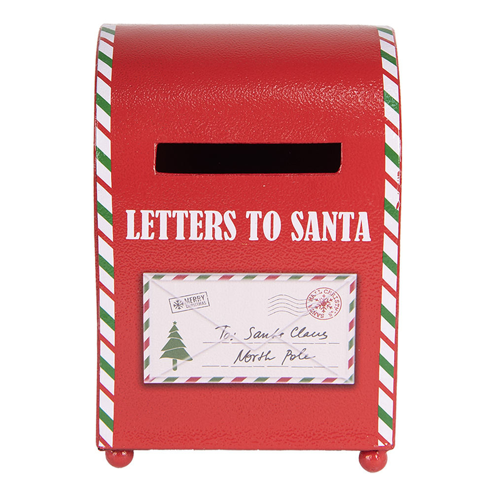 Clayre & Eef | Brievenbus Rood Wit 14x13x19 cm | 6Y5800