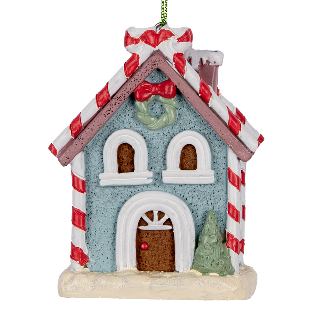 Clayre & Eef | Decoratie hanger huisje Blauw Wit 6x4x8 cm | 6PR5326