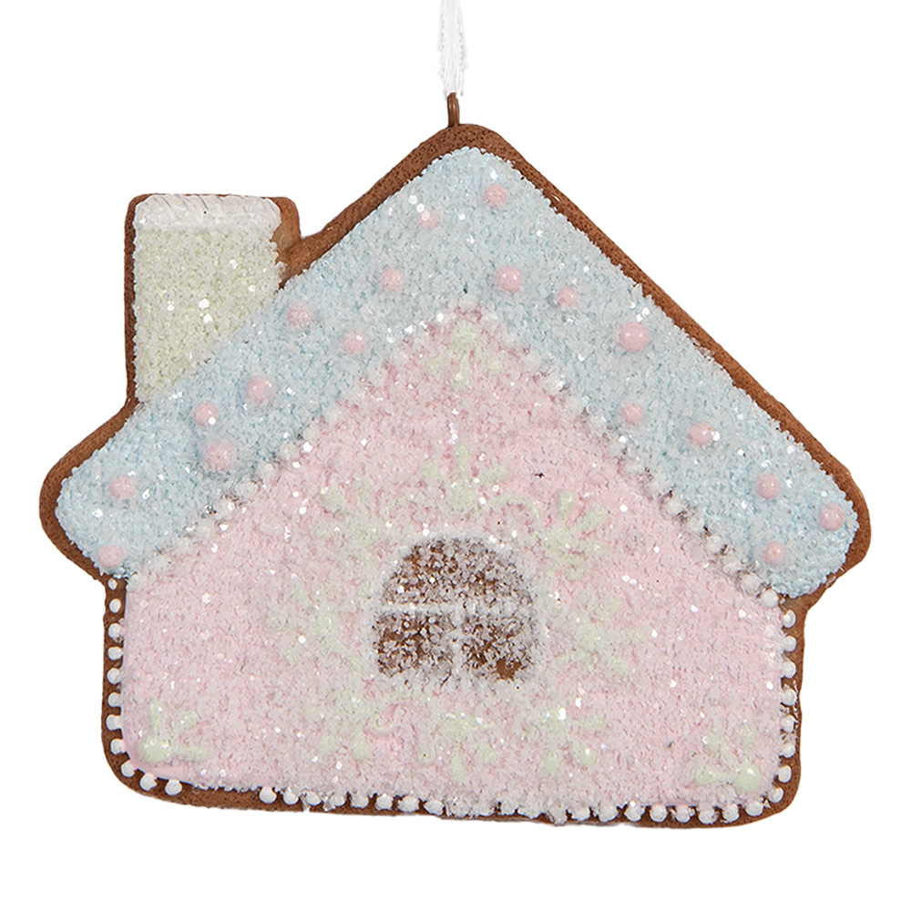 Clayre & Eef | Decoratie hanger huisje Roze Blauw 9x1x8 cm | 6PR5340