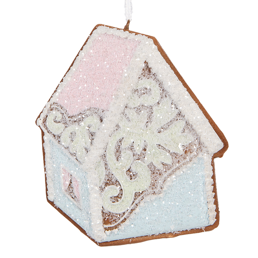 Clayre & Eef | Decoratie hanger huisje Blauw Roze 9x1x10 cm | 6PR5341