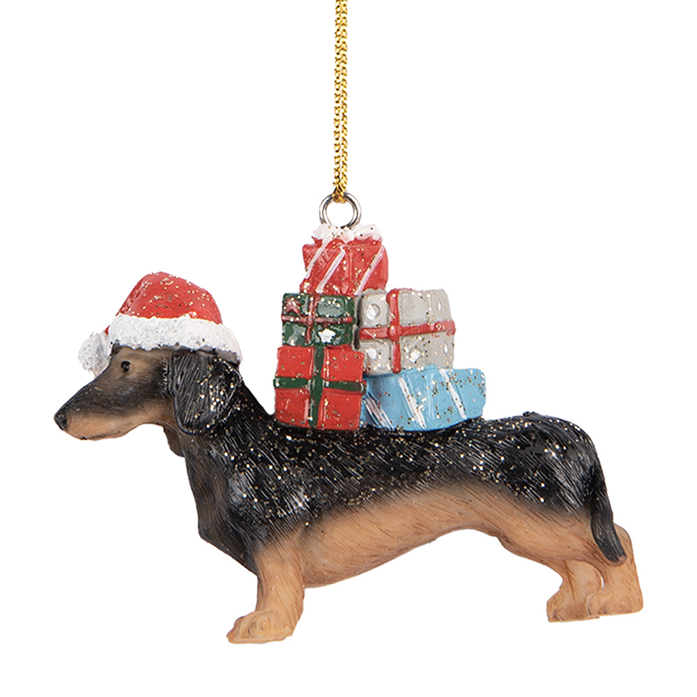 Clayre & Eef | Decoratie hanger Hond Bruin Zwart 7x2x6 cm | 6PR5667