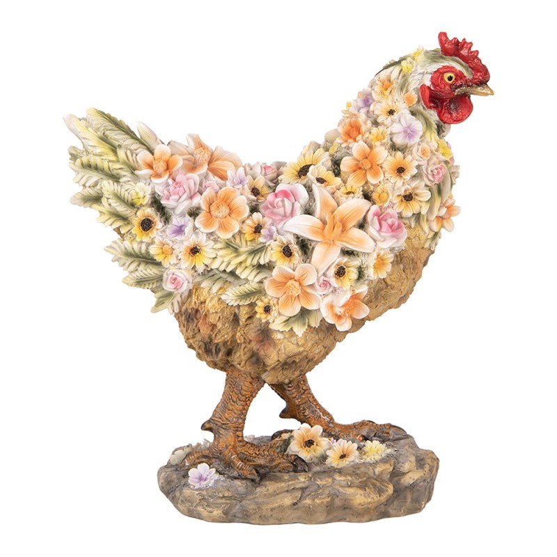 Clayre & Eef | Decoratie Beeld Kip Bruin Roze 27x16x31 cm | 6PR5113