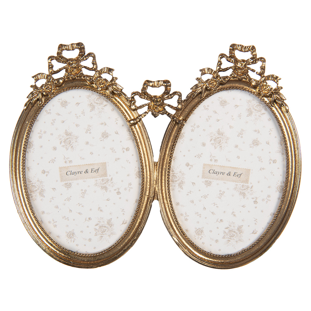 Clayre & Eef | Fotolijst Goudkleurig 21x2x16 cm / 9x13 cm (2) | 2F1290