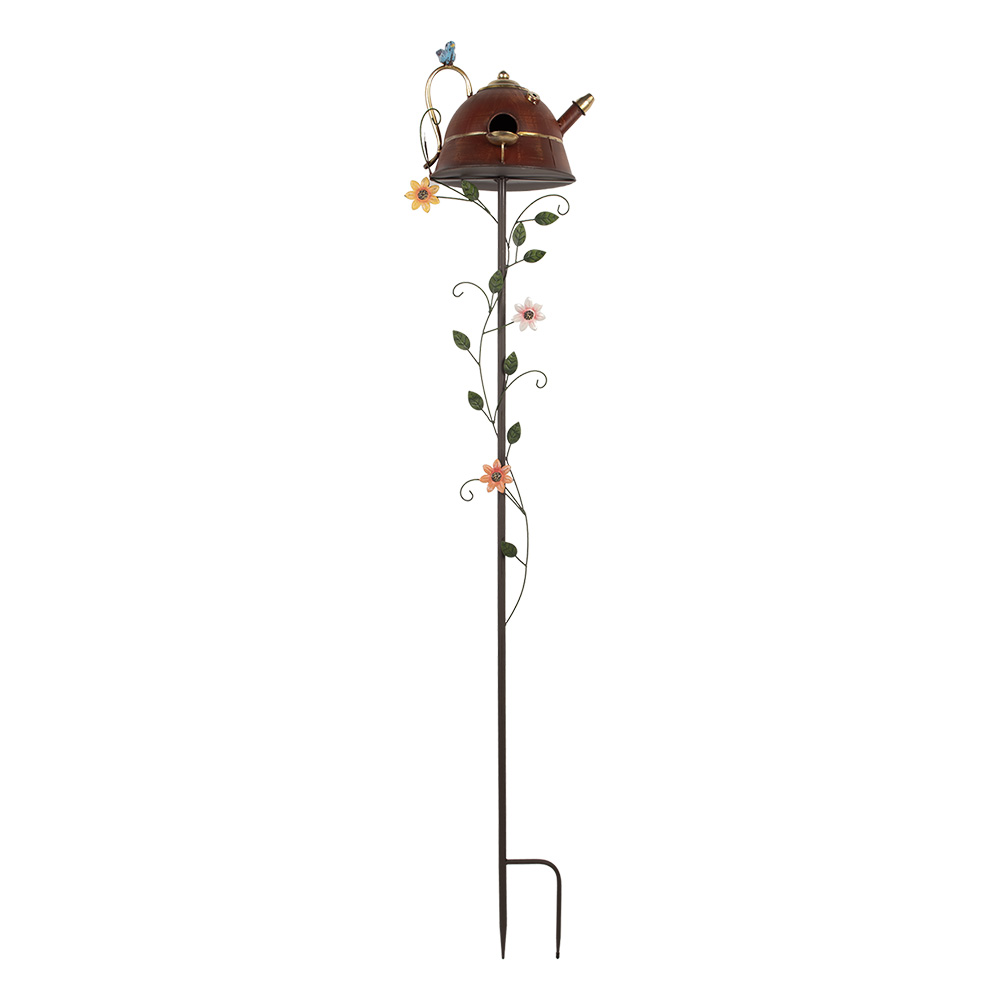 Clayre & Eef | Tuinsteker Vogel Rood 27x24x147 cm | 5Y1286