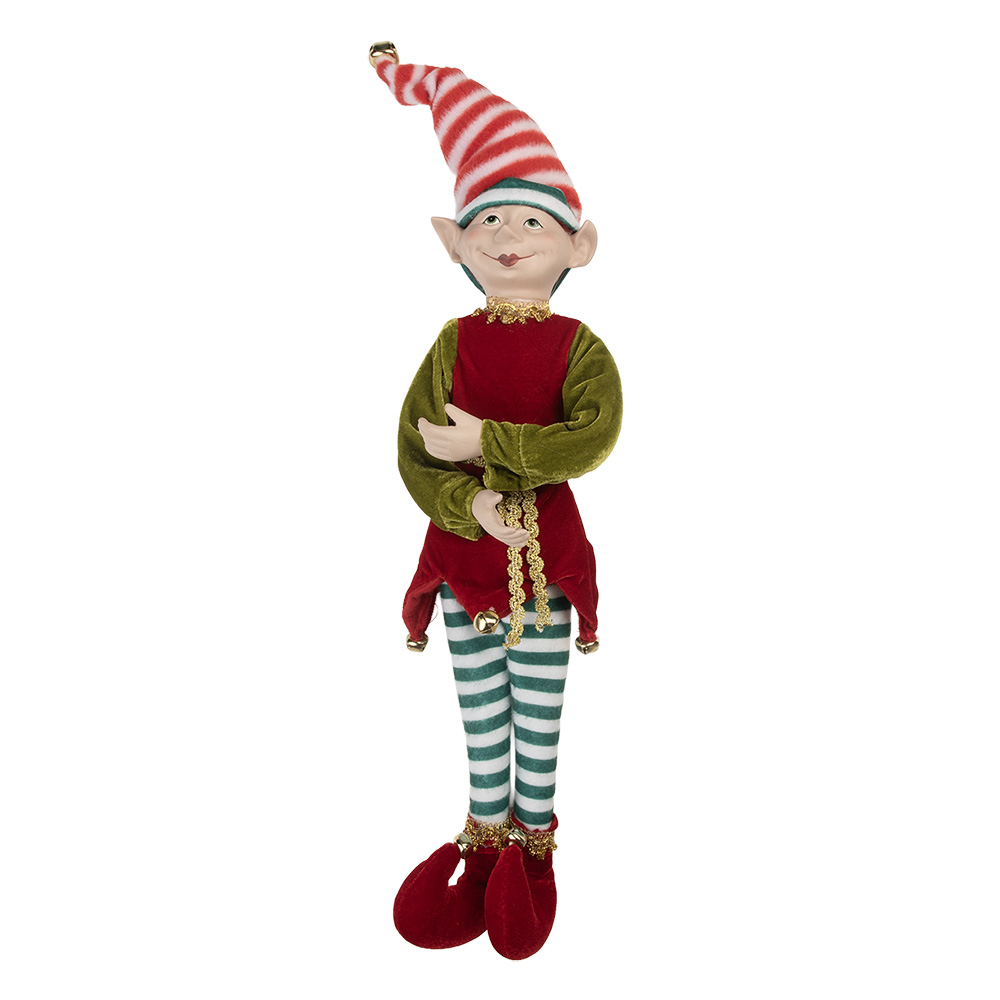 Clayre & Eef | Decoratie elf Rood Groen 13x10x56 cm | 66335