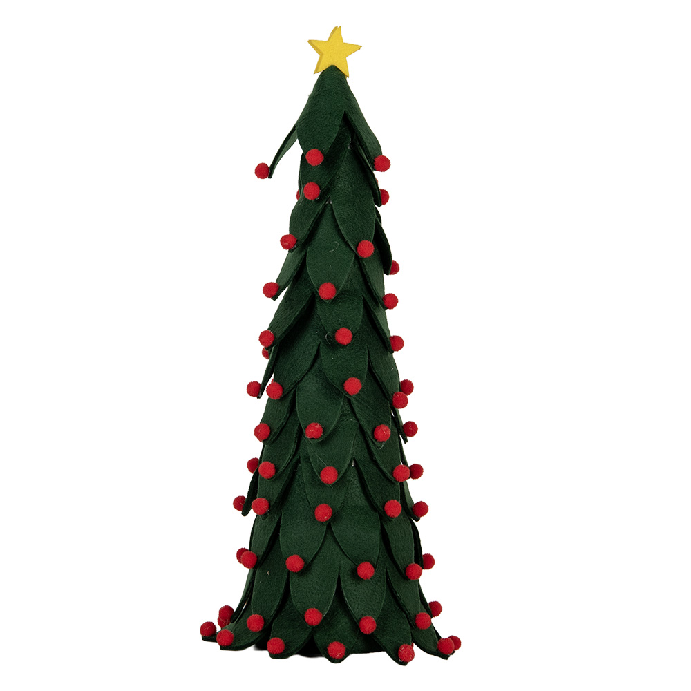 Clayre & Eef | Decoratie Kerstboom Groen Rood ø 15x45 cm | 66338