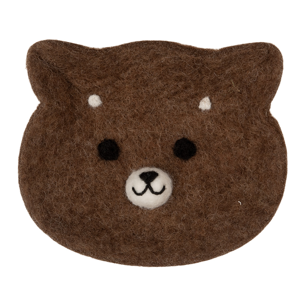 Clayre & Eef | Vilten schaal Beer Bruin Wit 15x13x3 cm | 66302