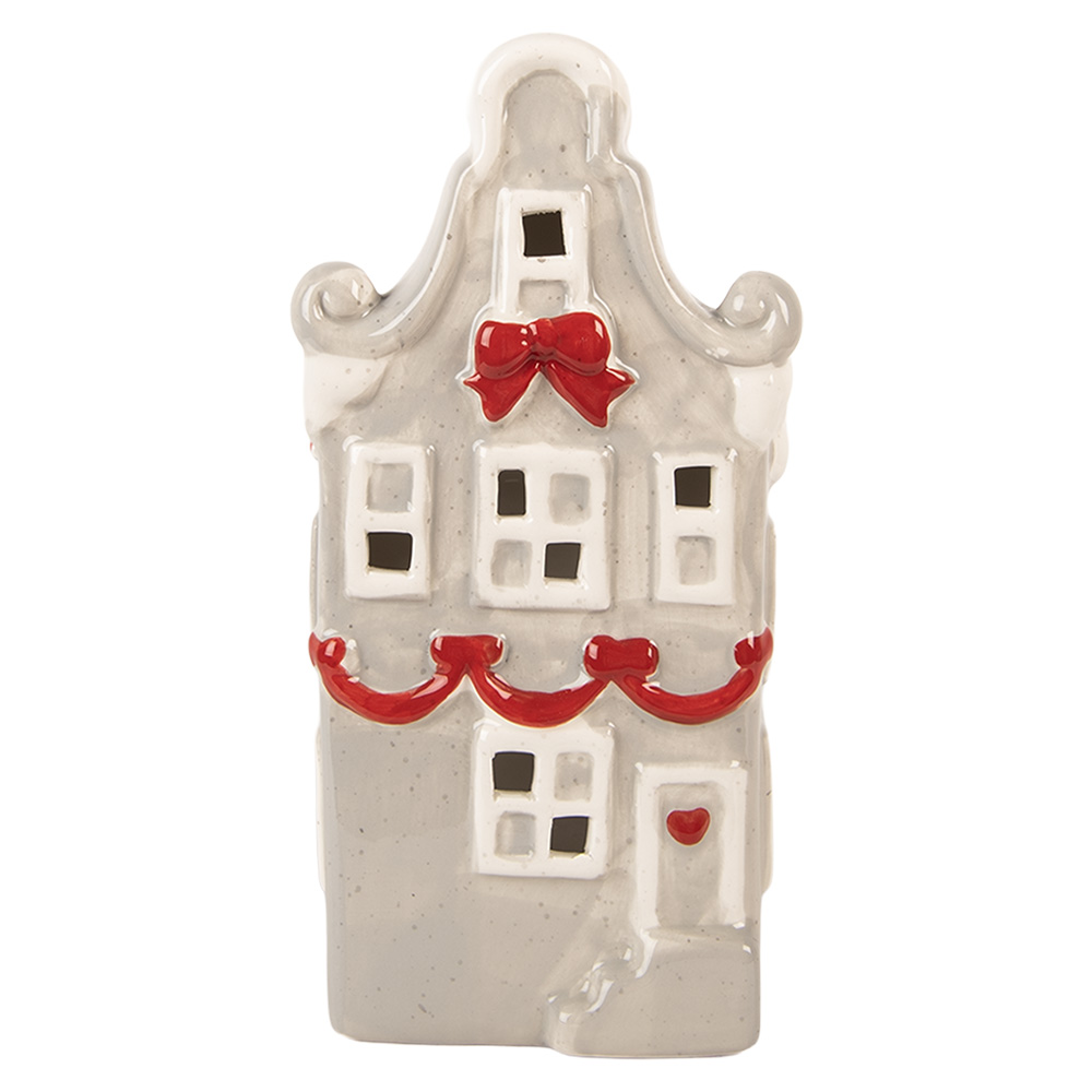Clayre & Eef | Decoratie Huisje Grijs Wit LED 11x9x22 cm | 6CE2219G
