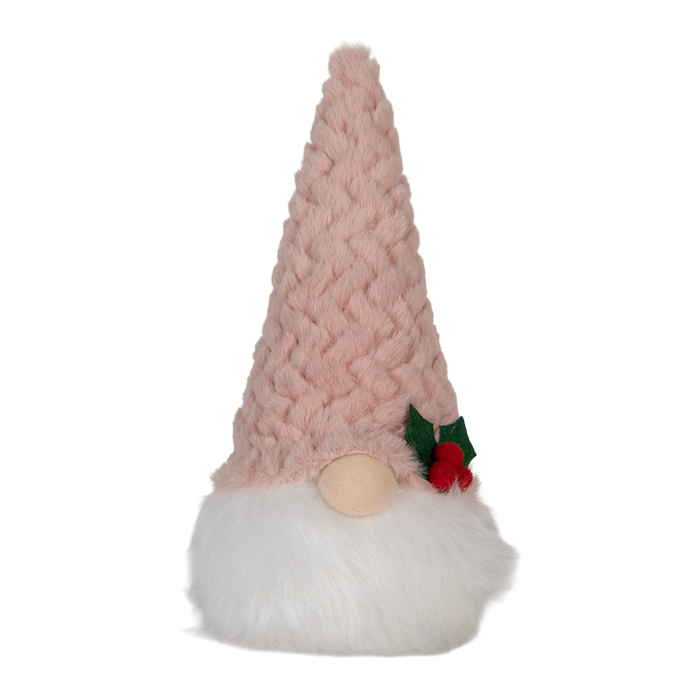 Clayre & Eef | Decoratie Beeld Kabouter met LED Roze Wit 10x10x25 cm / 3xAA | 66334
