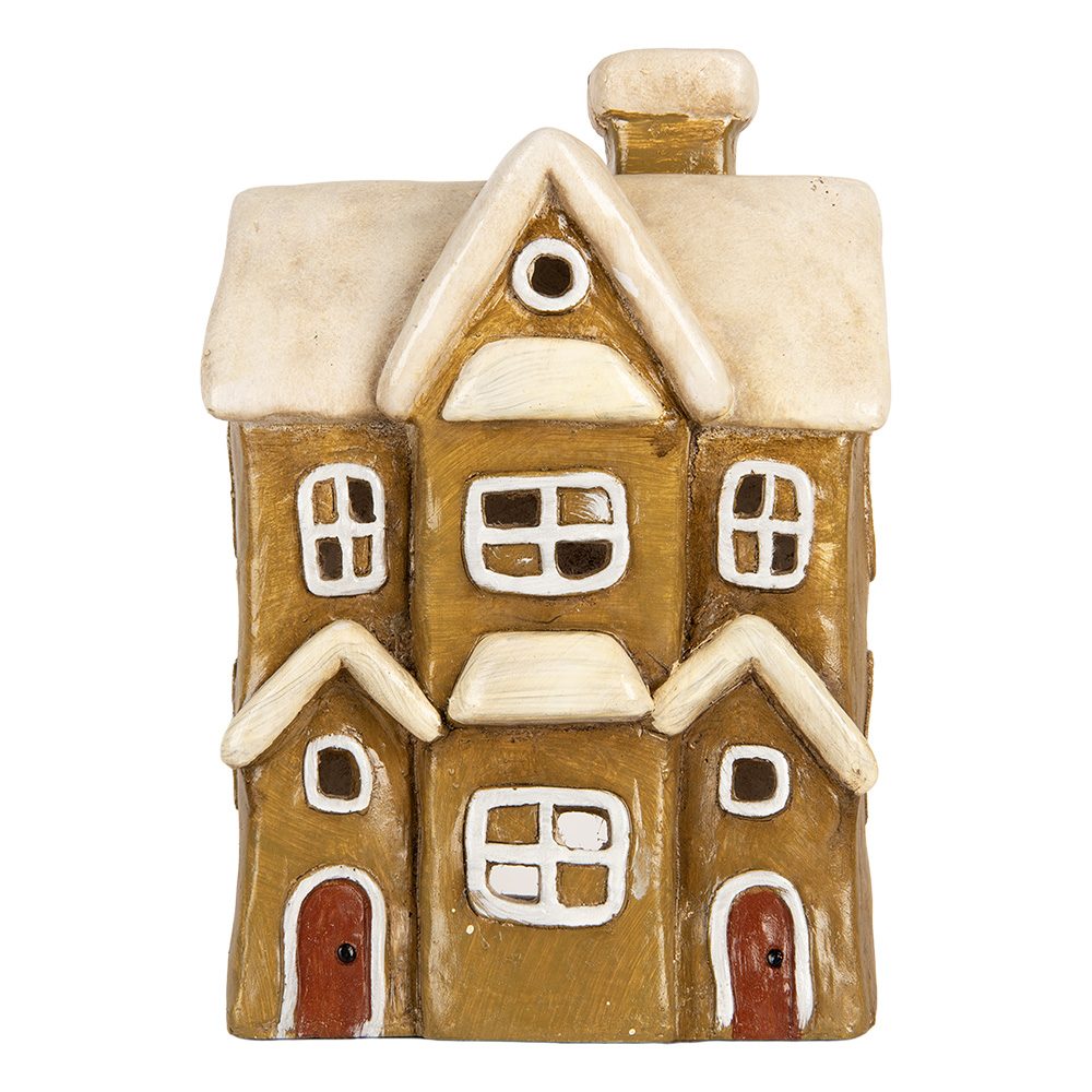 Clayre & Eef | Decoratie Huis Bruin Beige 23x15x33 cm | 6MG0123