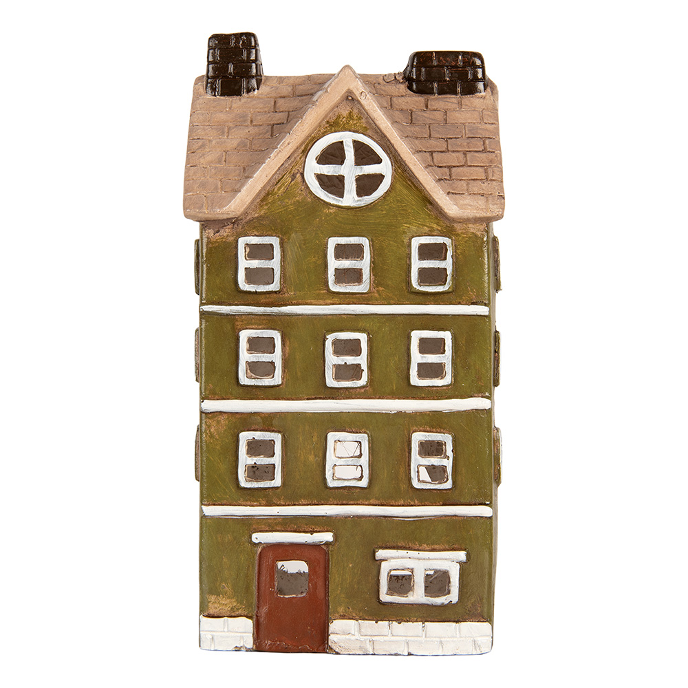 Clayre & Eef | Decoratie Huis Groen Beige 20x17x39 cm | 6MG0125