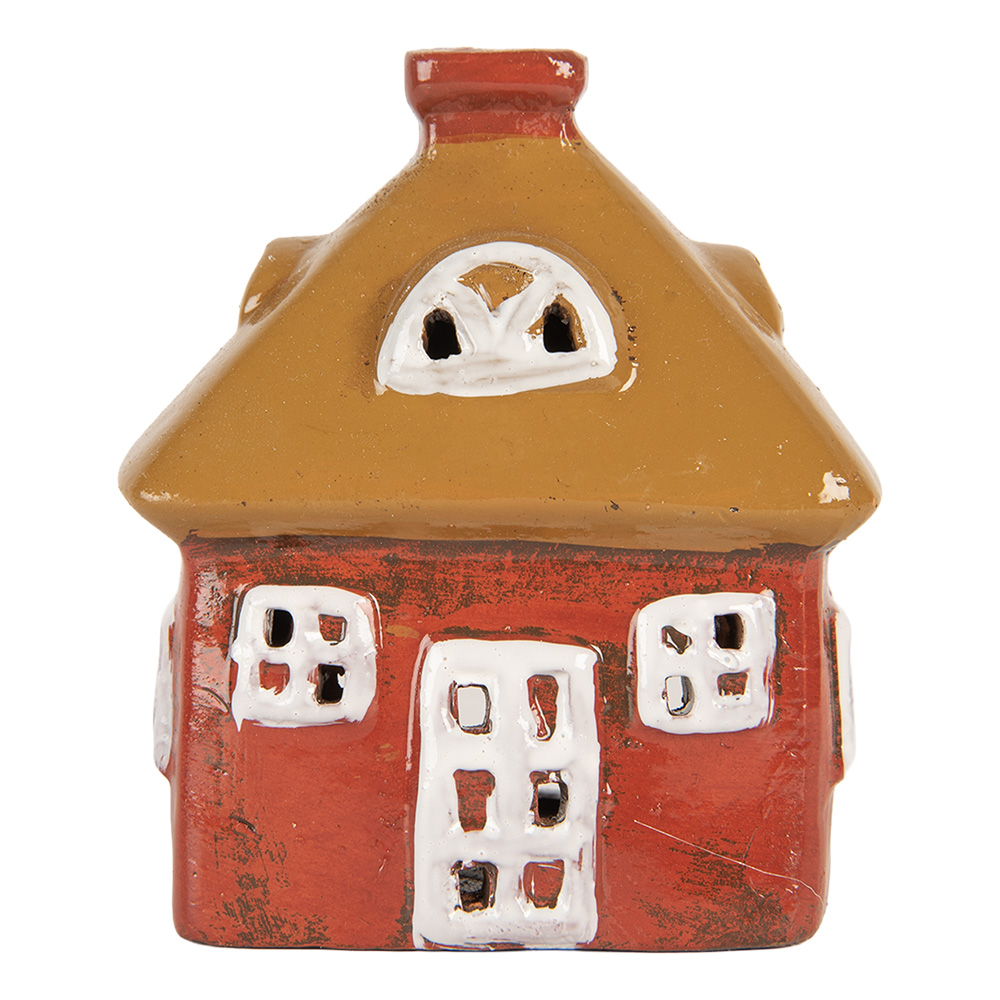 Clayre & Eef | Decoratie Huisje Rood Bruin 9x6x10 cm | 6CE2199