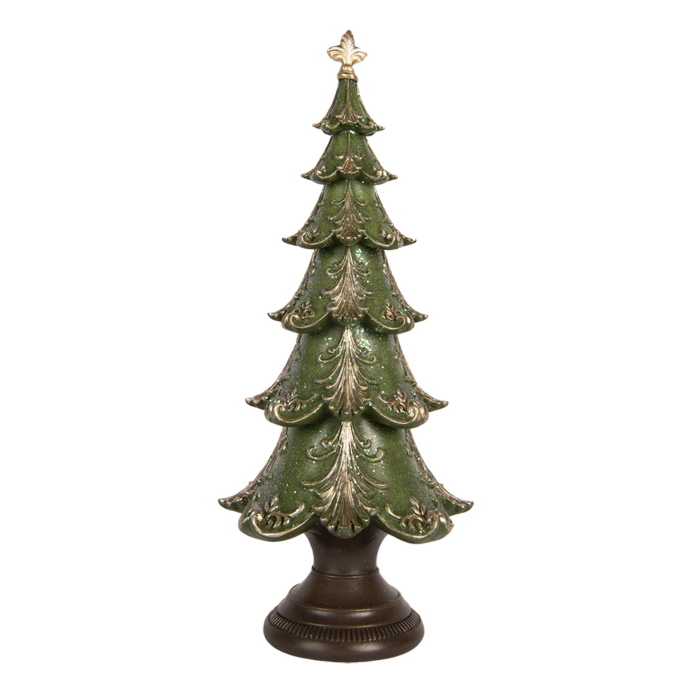 Clayre & Eef | Kerstdecoratie Kerstboom Groen Bruin ø 18x41 cm | 6PR5403