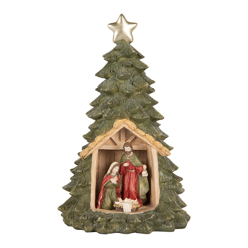 Clayre & Eef | Kerstdecoratie Kerstboom met LED Groen ø 15x24 cm | 6PR5404