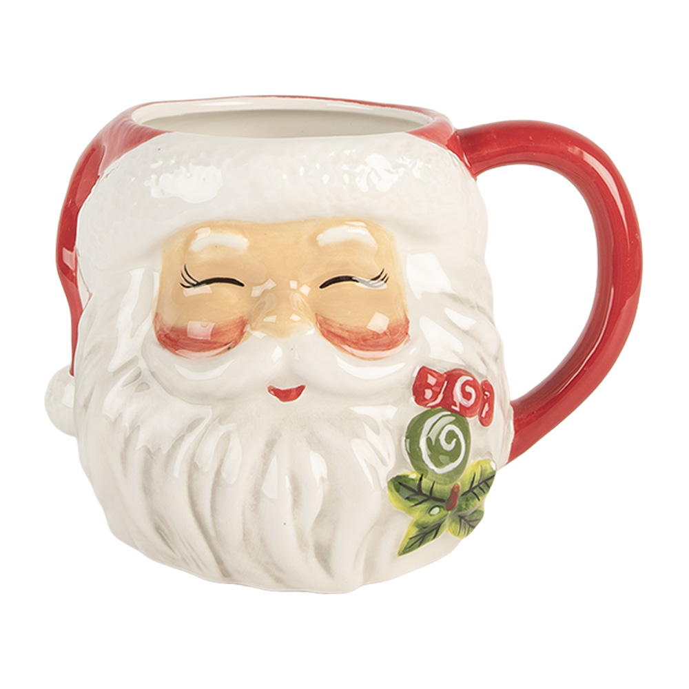 Clayre & Eef | Mok Rood Wit 16x12x11 cm / 550 ml | 6CEMU0197