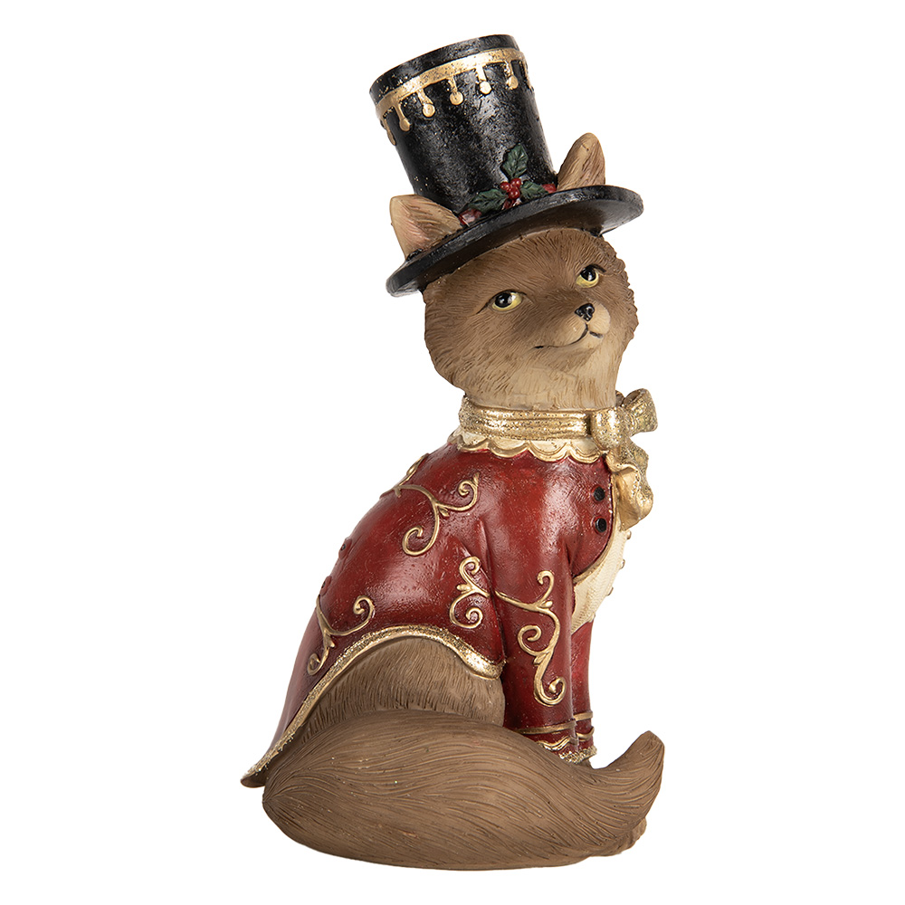 Clayre & Eef | Decoratie Vos Bruin Rood 9x8x17 cm | 6PR5637