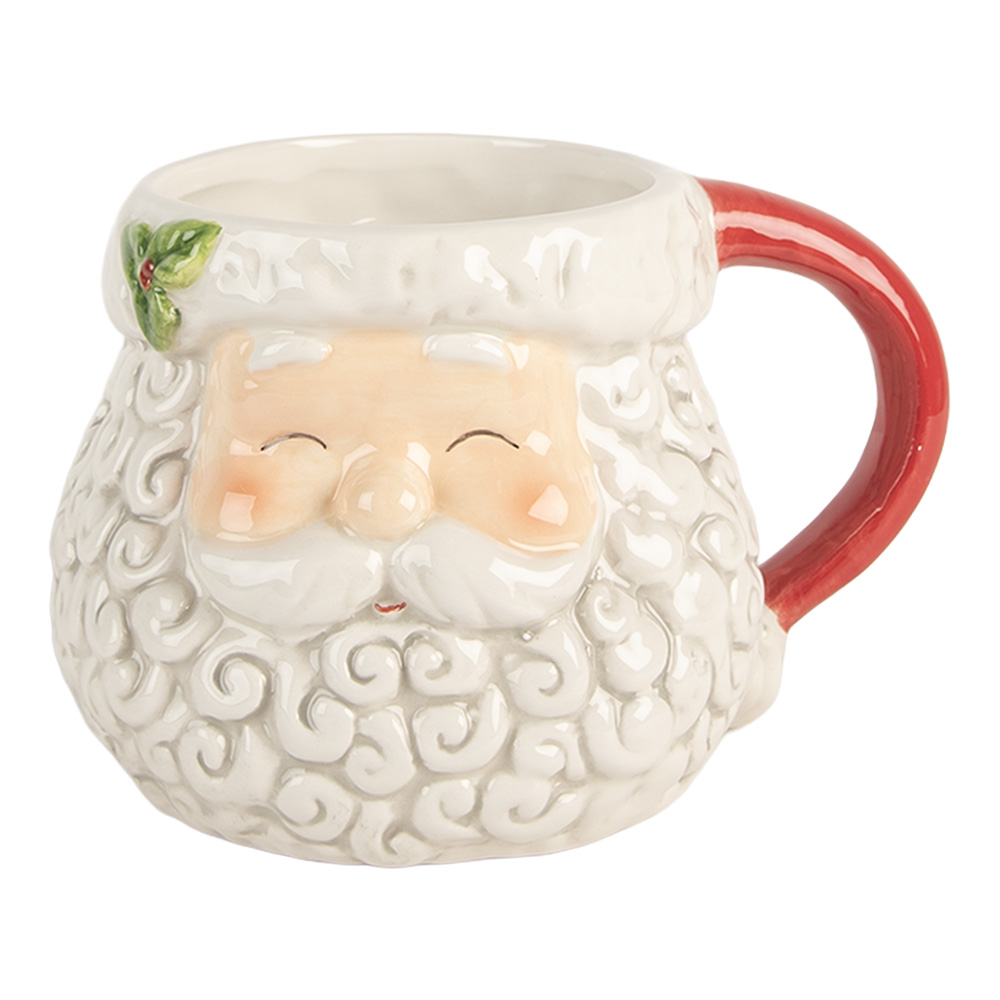 Clayre & Eef | Mok Wit Rood 16x11x10 cm / 550 ml | 6CEMU0201R