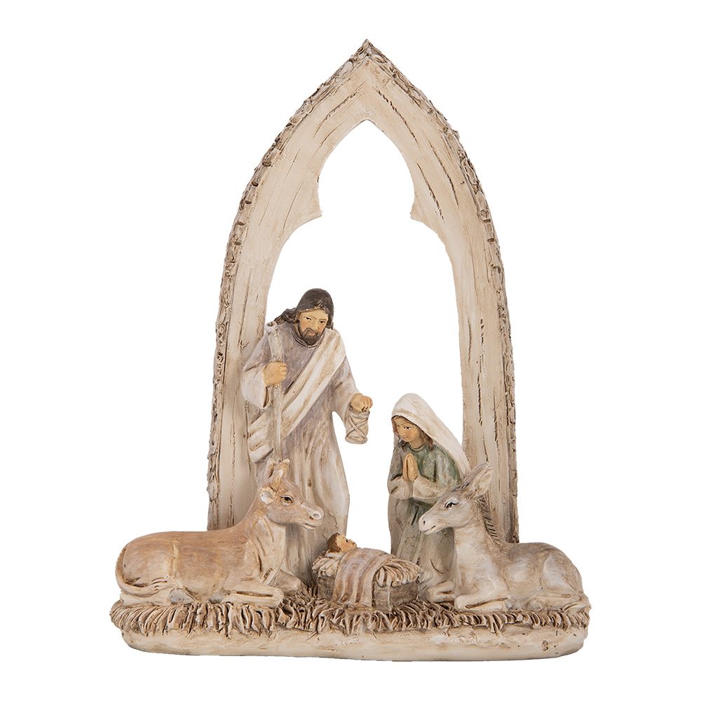 Clayre & Eef | Kerstdecoratie Kerstgroep Beige Bruin 18x7x22 cm | 6PR5645