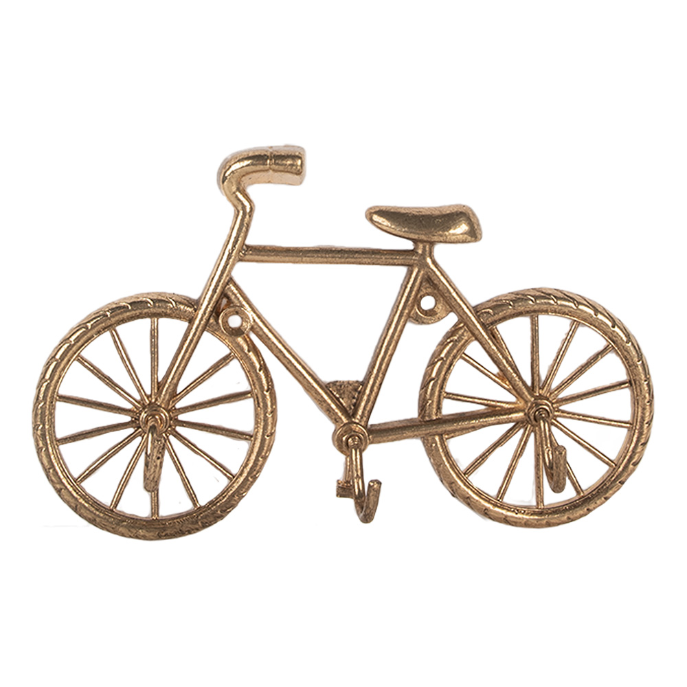 Clayre & Eef | Wandkapstok 3 haken Goudkleurig 19x4x12 cm | 6Y5892