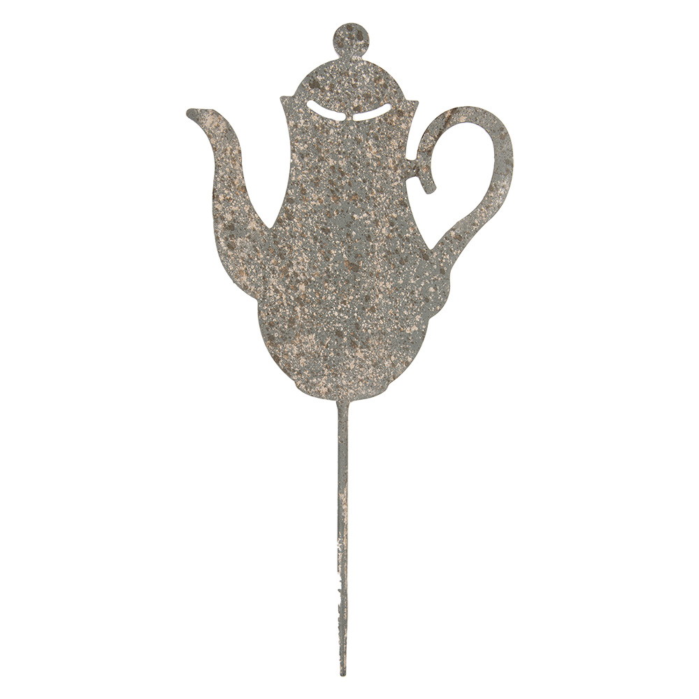 Clayre & Eef | Tuinsteker Theepot Grijs Beige 20x1x40 cm | 6Y5828