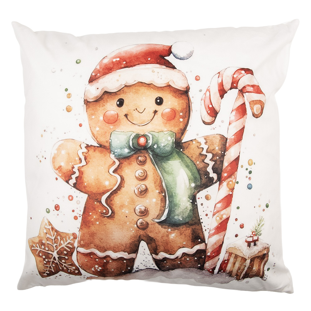 Clayre & Eef | Kussenhoes Wit Bruin 45x45 cm | KT021.434