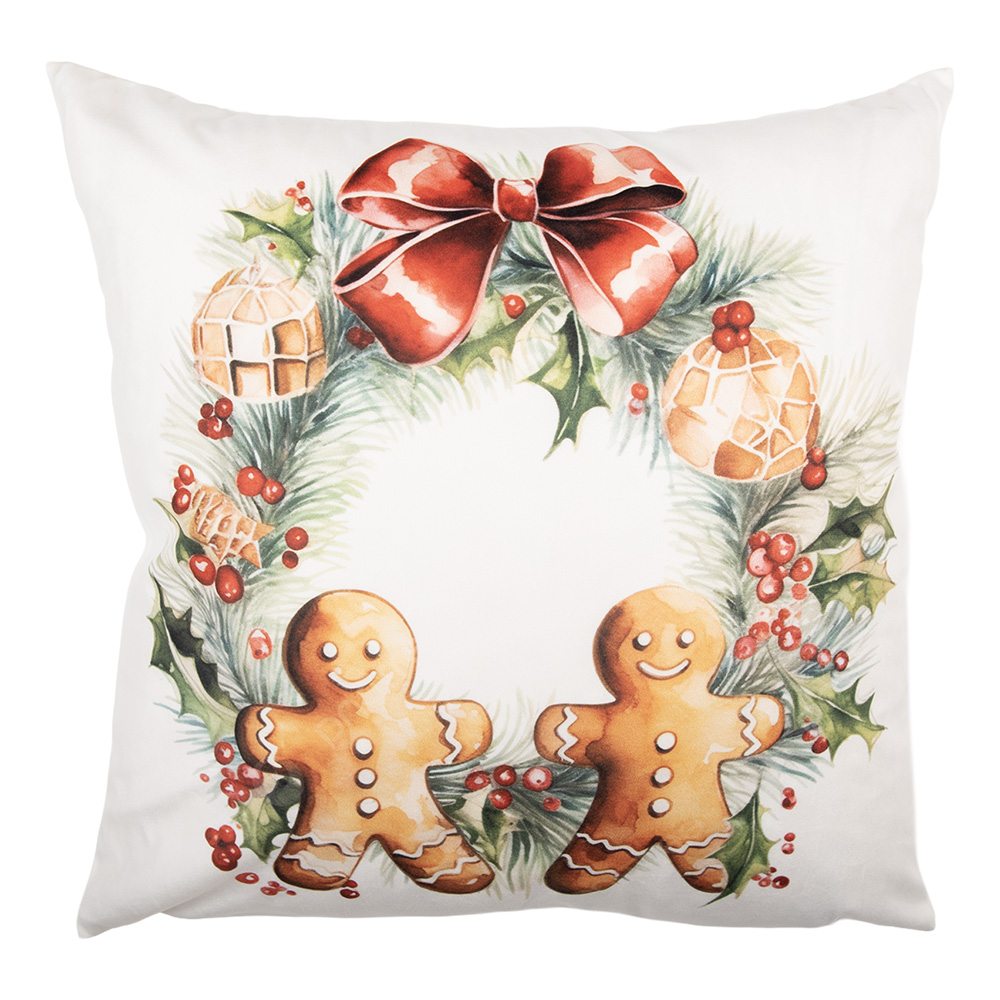 Clayre & Eef | Kussenhoes Wit Bruin 45x45 cm | KT021.437