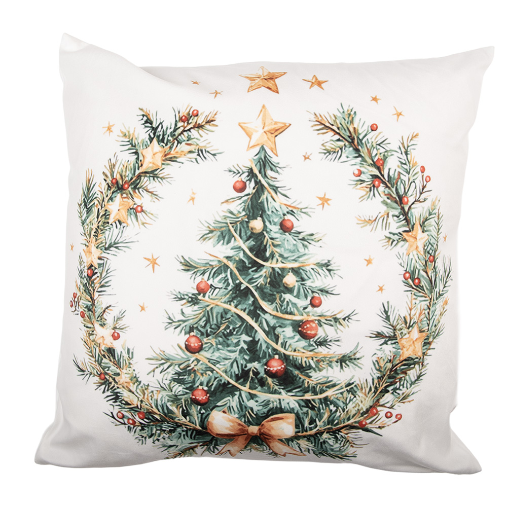 Clayre & Eef | Kussenhoes Beige Groen 45x45 cm | KT021.438